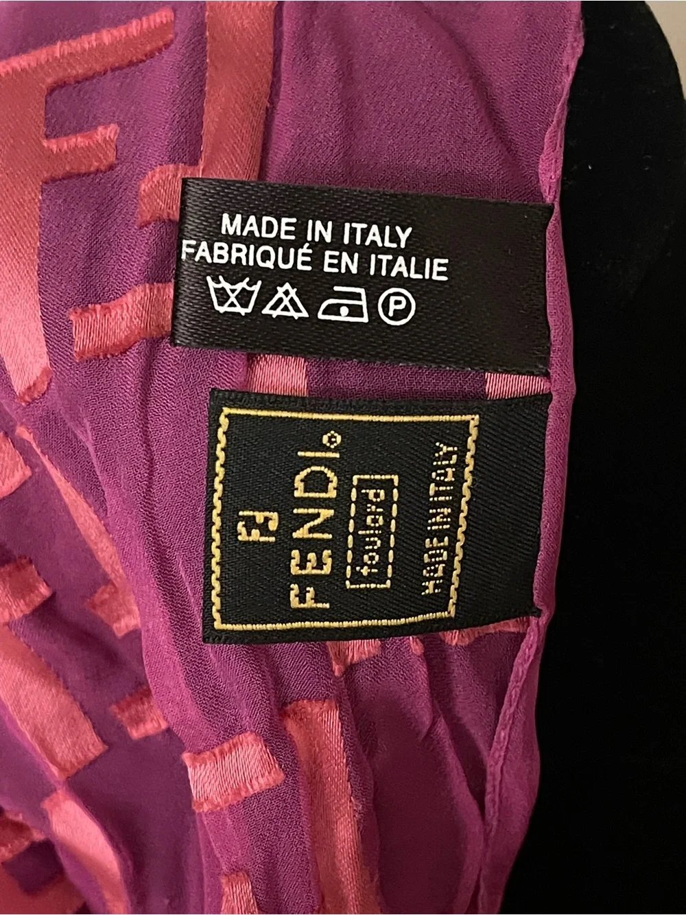 Fendi Pink and Magenta Silk Blend Scarf